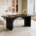 Tavolo da Pranzo Moderno Nero per 4-6 Persone, Tavolo da Cucina Rettangolare Grande da 63" con Gambe ad Arco, per Sala da Pranzo
