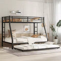 Twin over Full Metal Bunk Bed with Twin Size Trundle Black