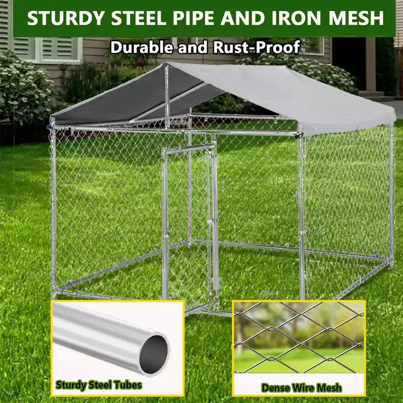 Gabbia Kennel Cuccia per Cani Robusta, Acciaio Indistruttibile Anti-Fuga, Ruote Bloccabili a 360°, Vassoio Estraibile, Design con Apertura Superiore, per Cani di Taglia Media e Grande