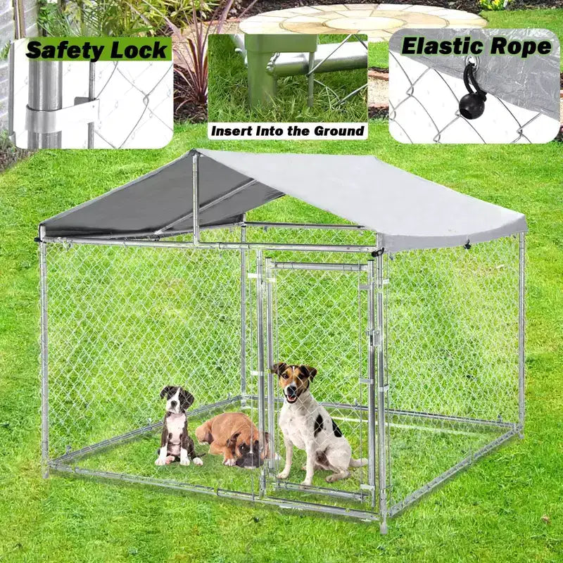 Gabbia Kennel Cuccia per Cani Robusta, Acciaio Indistruttibile Anti-Fuga, Ruote Bloccabili a 360°, Vassoio Estraibile, Design con Apertura Superiore, per Cani di Taglia Media e Grande