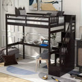 Twin Size Loft Bed with Storage Staircase and Built-in Desk, High Loft Bed Frame with Steps for Kids Teens Adults