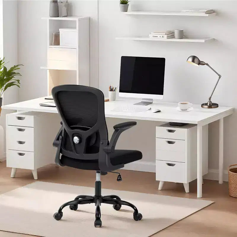 Mesh Office Chair with Adjustable Lumbar Support, -Up Armrest Rolling Work Chair, Comfy Computer Chair