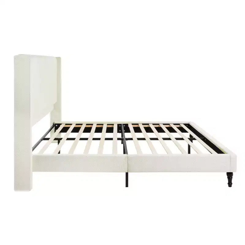Base letto matrimoniale/king size con testiera imbottita, tessuto bouclé - ModernLuxe