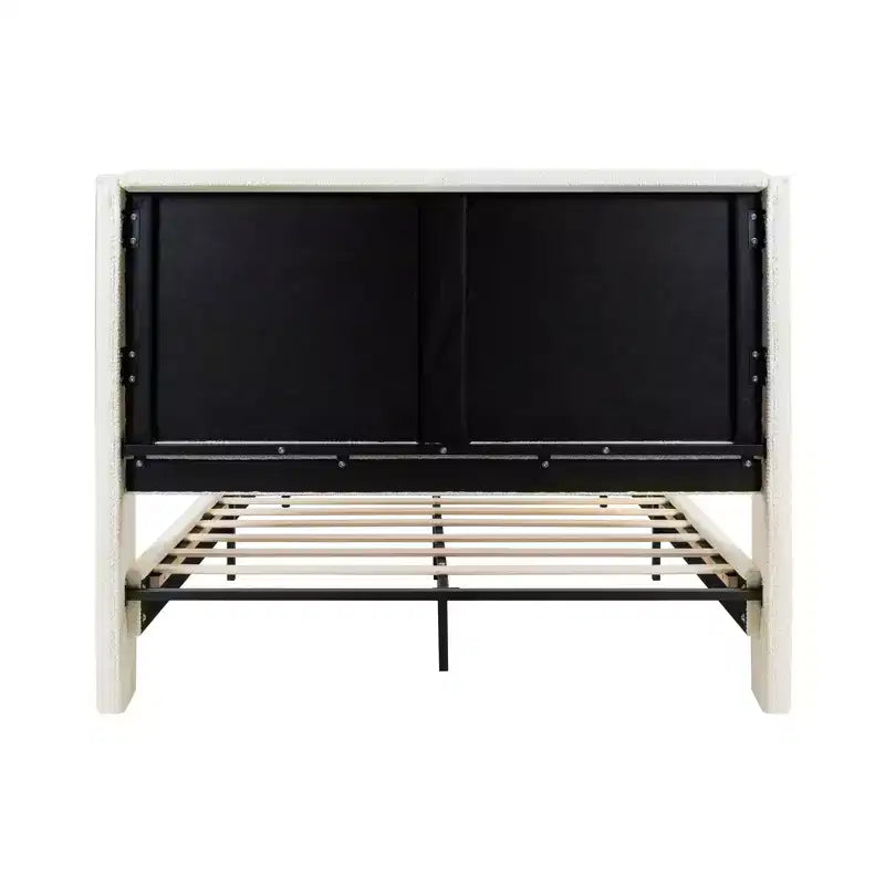 Base letto matrimoniale/king size con testiera imbottita, tessuto bouclé - ModernLuxe