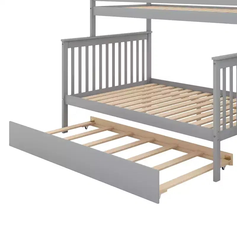 Letto a Castello con Letto Estraibile e Scala Contenitore, Letto a Castello a Scala in Legno Massello per Bambini Ragazzi Adulti