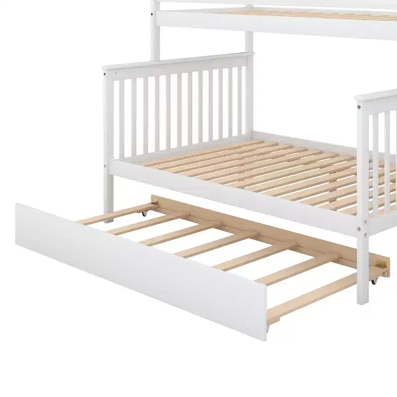Letto a Castello con Letto Estraibile e Scala Contenitore, Letto a Castello a Scala in Legno Massello per Bambini Ragazzi Adulti