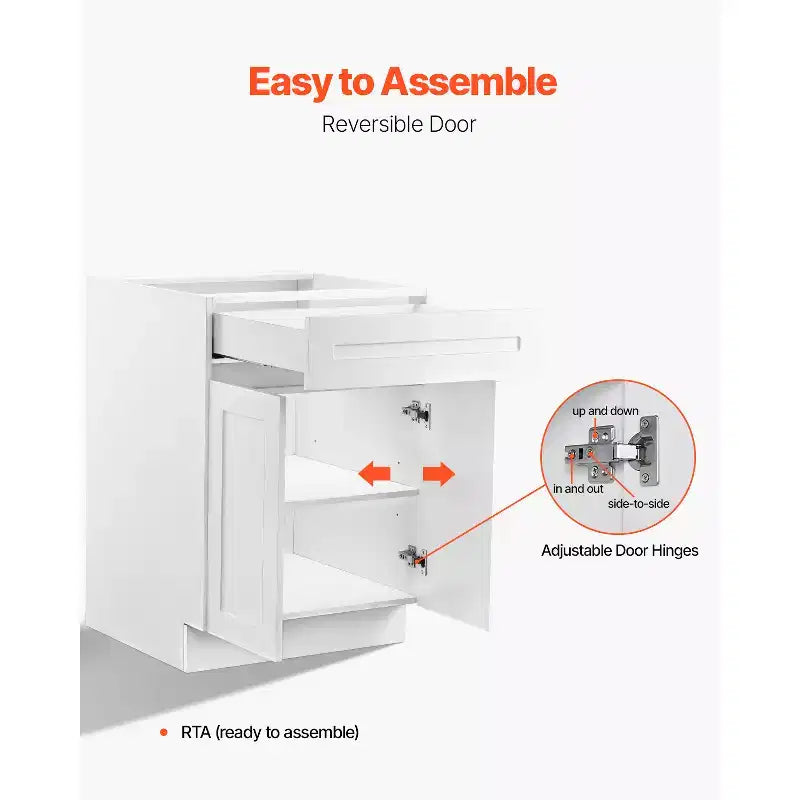 Base sottolavello VEVOR con cassetto, mobile sottolavello da 24 pollici non assemblato con cassetto, 24 L x 24 P x 34,5 H, mobiletto pronto per l'assemblaggio, bianco