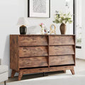 Vintage Chest of Drawers, 6 Drawer Dresser with Bevel Design, TV Stand for Bedroom, Living Room, Entryway and Closet