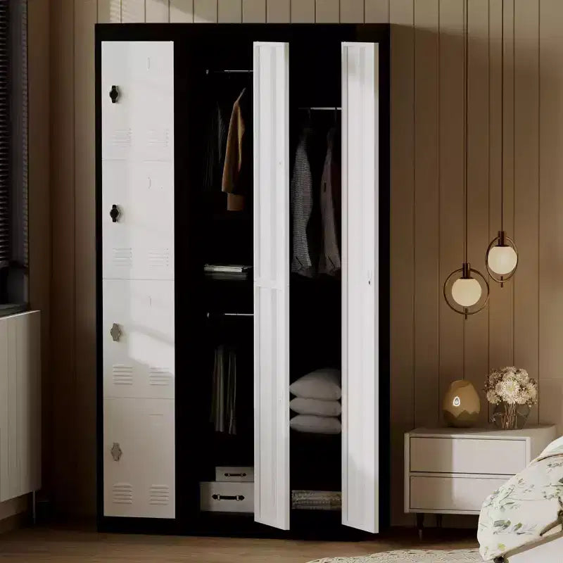 GustoWave Armadietto Metallico a 2 Ante, Armadietto Spogliatoio per Dipendenti Stretto da 180 cm con Asta Appendini, Scaffale e Fori di Ventilazione, Acciaio Resistente