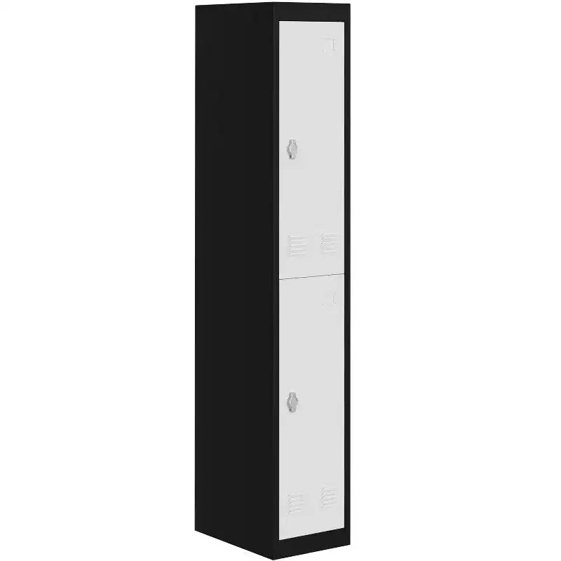 GustoWave Armadietto Metallico a 2 Ante, Armadietto Spogliatoio per Dipendenti Stretto da 180 cm con Asta Appendini, Scaffale e Fori di Ventilazione, Acciaio Resistente