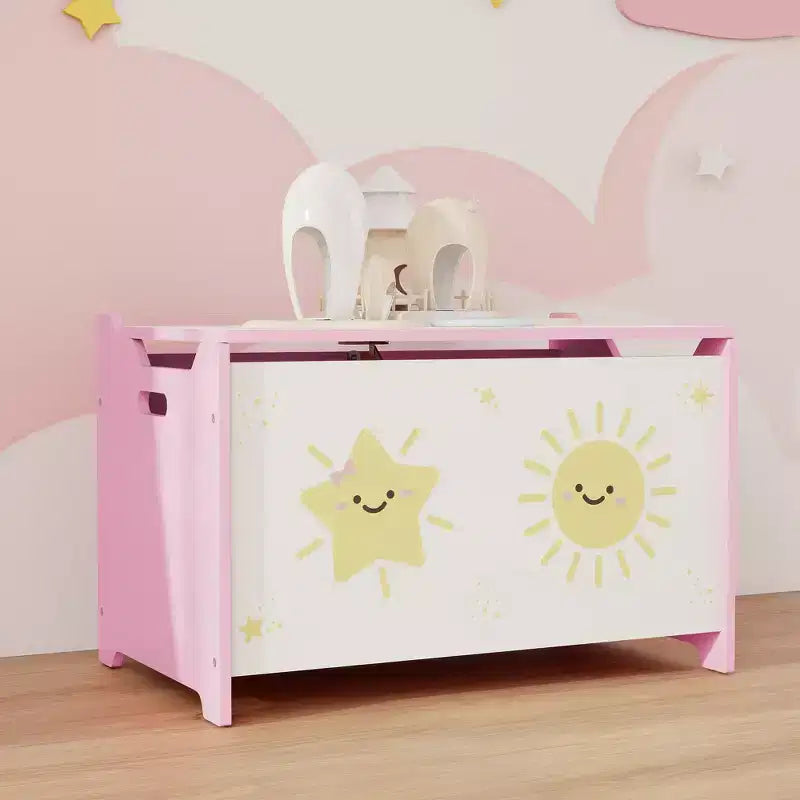 Qaba Contenitore portagiochi, Cassapanca portagiochi con Coperchio, Cerniere di Sicurezza e Maniglie a Scanalatura, Organizzatore per la Stanza dei Bambini, Soggiorno, Sala Giochi