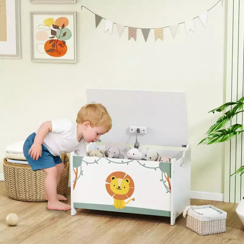 Qaba Contenitore portagiochi, Cassapanca portagiochi con Coperchio, Cerniere di Sicurezza e Maniglie a Scanalatura, Organizzatore per la Stanza dei Bambini, Soggiorno, Sala Giochi