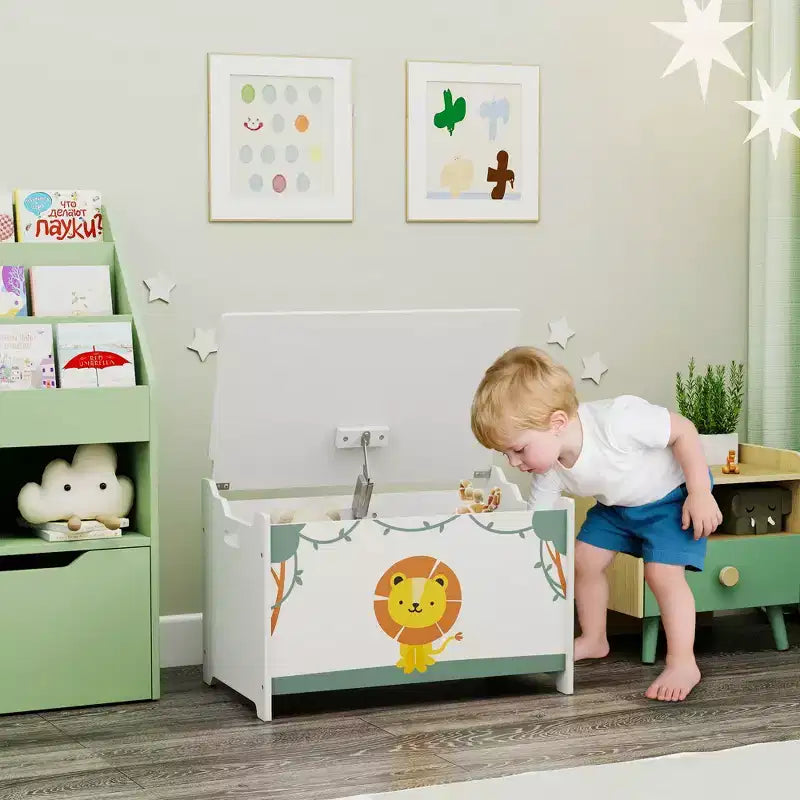 Qaba Contenitore portagiochi, Cassapanca portagiochi con Coperchio, Cerniere di Sicurezza e Maniglie a Scanalatura, Organizzatore per la Stanza dei Bambini, Soggiorno, Sala Giochi