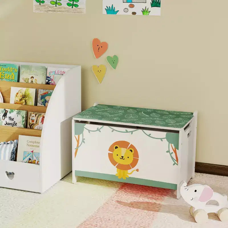 Qaba Contenitore portagiochi, Cassapanca portagiochi con Coperchio, Cerniere di Sicurezza e Maniglie a Scanalatura, Organizzatore per la Stanza dei Bambini, Soggiorno, Sala Giochi