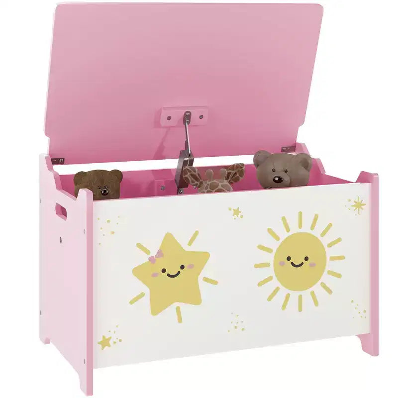 Qaba Contenitore portagiochi, Cassapanca portagiochi con Coperchio, Cerniere di Sicurezza e Maniglie a Scanalatura, Organizzatore per la Stanza dei Bambini, Soggiorno, Sala Giochi