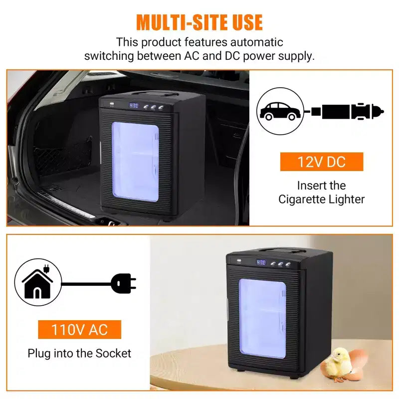 Incubatrice per rettili, incubatrice per uova da cova da 25 litri - Temperatura controllata 10°C-60°C, incubatrice digitale portatile 12V/110V per piccoli rettili