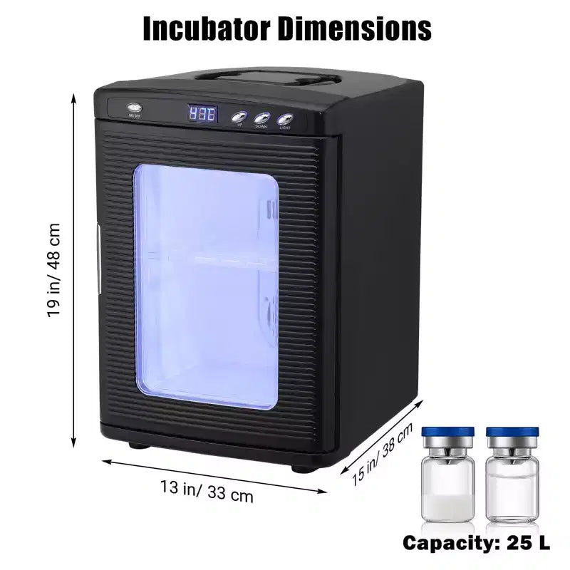 Incubatrice per rettili, incubatrice per uova da cova da 25 litri - Temperatura controllata 10°C-60°C, incubatrice digitale portatile 12V/110V per piccoli rettili