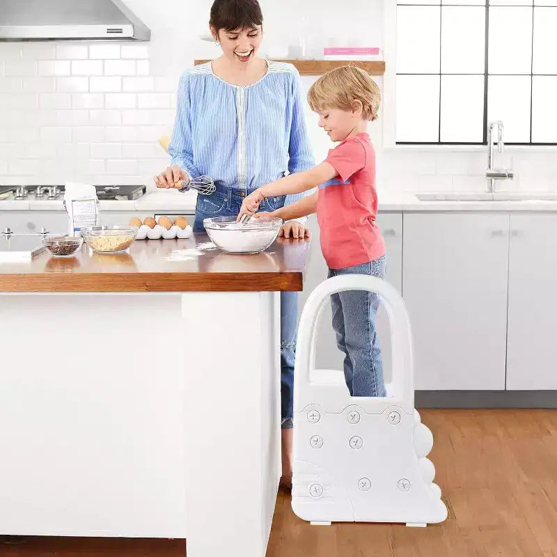 Sgabello per bambini a 2 gradini con corrimano, sgabello antiscivolo per lavandino del bagno, per l'addestramento al vasino, sgabello sicuro per il bancone della cucina, design a doppia altezza
