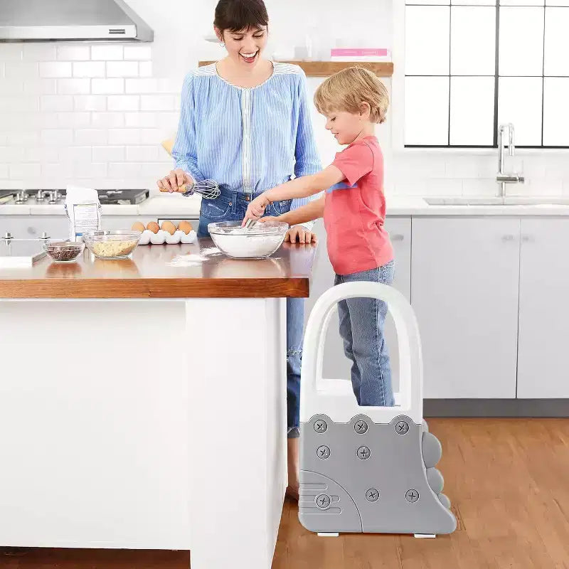 Sgabello per bambini a 2 gradini con corrimano, sgabello antiscivolo per lavandino del bagno, per l'addestramento al vasino, sgabello sicuro per il bancone della cucina, design a doppia altezza