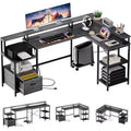 L Shaped Desk, 76 Inch Reversible Office Desk with File Drawer for Home Office