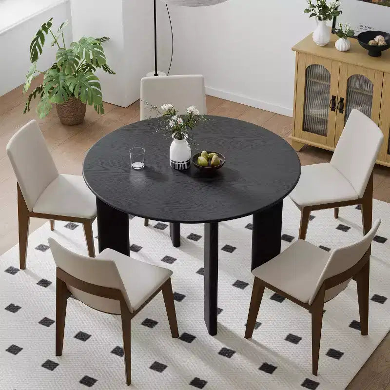 Tavolo da pranzo rotondo in legno da 45 pollici per 4 persone, tavolo da cucina e sala da pranzo moderno in stile rustico