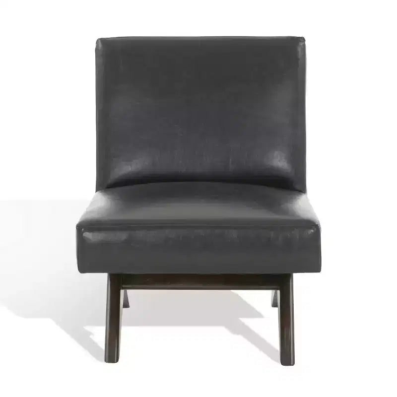 Deasha Vegan Leather Accent Chair - SFV5075 - Black/Walnut - Safavieh Couture
