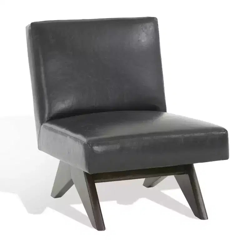 Poltrona Deasha in similpelle vegana - SFV5075 - Nero/Noce - Safavieh Couture