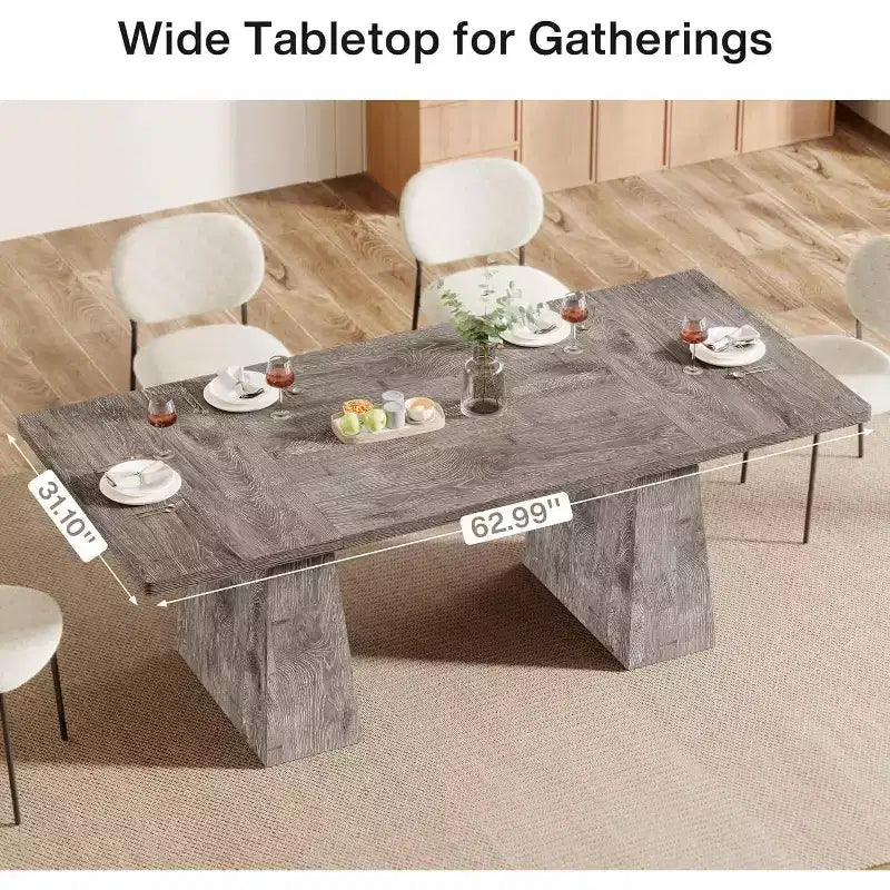 Tavolo da pranzo Lantine per 4-6 persone, tavolo da cucina moderno da 160 cm con robuste gambe affusolate in legno, per sala da pranzo, cucina, soggiorno