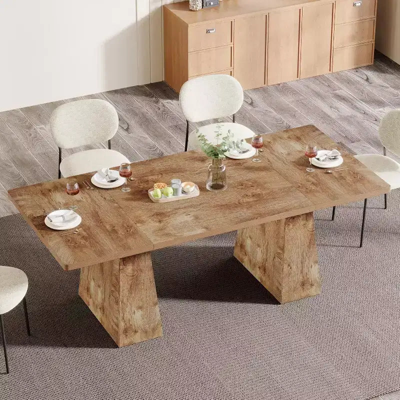 Tavolo da pranzo Lantine per 4-6 persone, tavolo da cucina moderno da 160 cm con robuste gambe affusolate in legno, per sala da pranzo, cucina, soggiorno