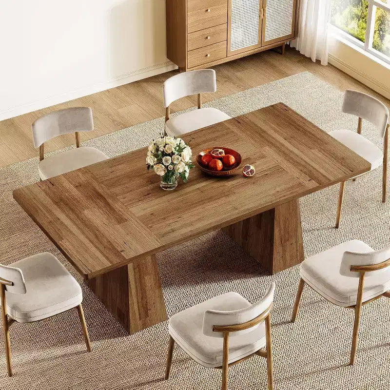Tavolo da pranzo Lantine per 4-6 persone, tavolo da cucina moderno da 160 cm con robuste gambe affusolate in legno, per sala da pranzo, cucina, soggiorno