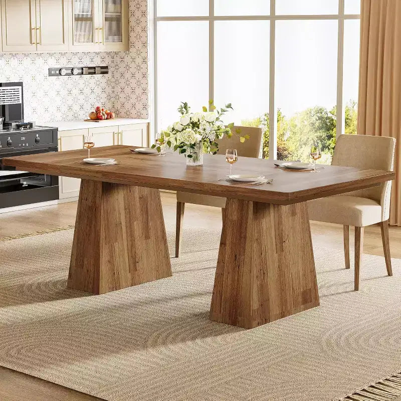 Tavolo da pranzo Lantine per 4-6 persone, tavolo da cucina moderno da 160 cm con robuste gambe affusolate in legno, per sala da pranzo, cucina, soggiorno