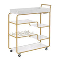 NAYSAYE 6 Tier Bar Cart Retro Style Rolling Serving Cart with Wine Rack and Glass Holder for Kitchen and Dining, Gold, 35.63*13.98*40.35