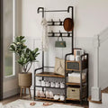 3-in-1 Hall Tree Coat Rack with Shoe Storage and Drawer, Heavy-Duty Steel Frame Entryway Bench, Multifunctional Mudroom Organizer