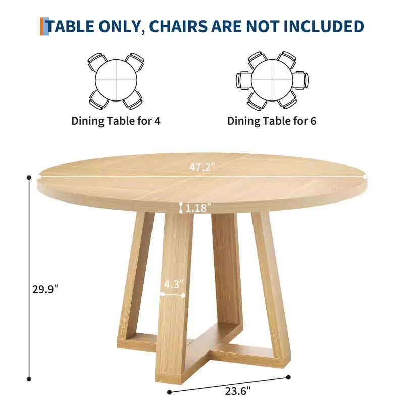 Tavolo da pranzo rotondo per 4 persone, tavolo da 120 cm per sala da pranzo, tavoli da cucina circolari per sala da pranzo, cucina, soggiorno (solo tavolo)