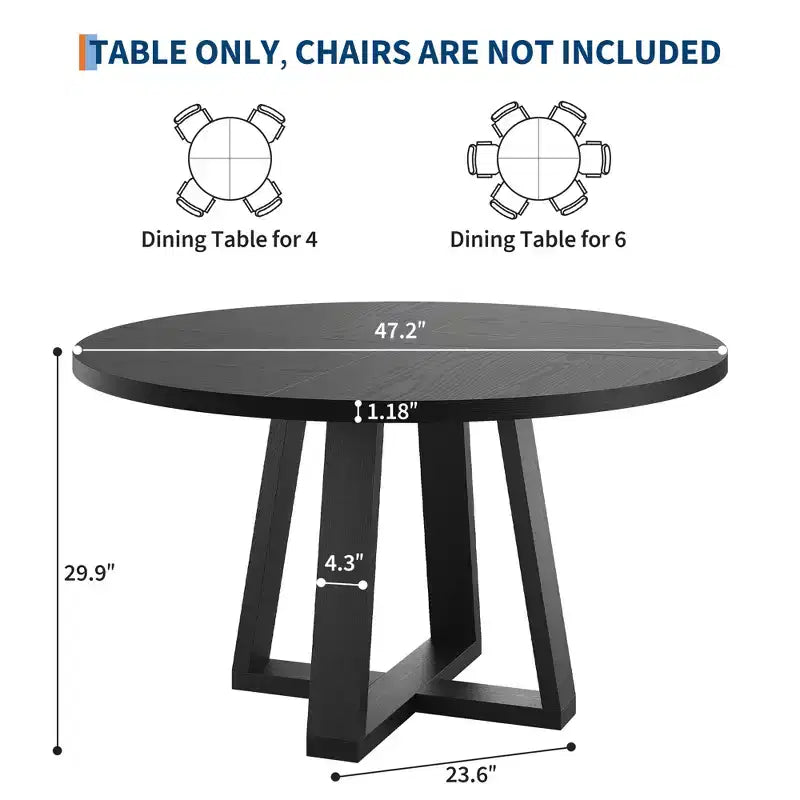 Tavolo da pranzo rotondo per 4 persone, tavolo da 120 cm per sala da pranzo, tavoli da cucina circolari per sala da pranzo, cucina, soggiorno (solo tavolo)