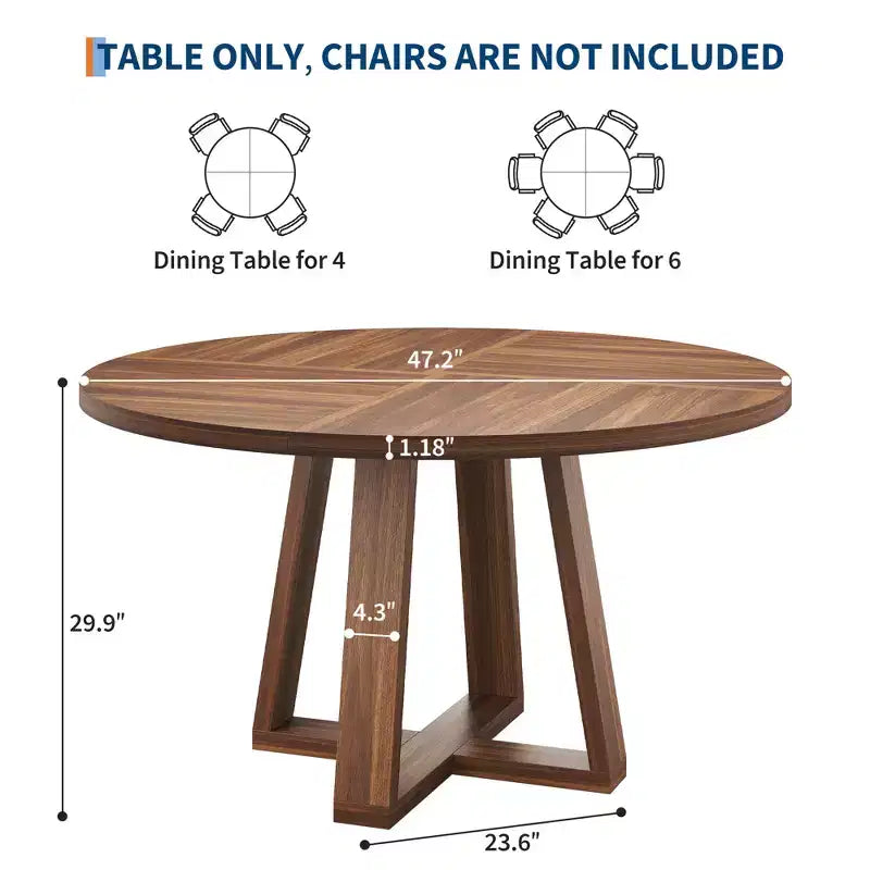 Tavolo da pranzo rotondo per 4 persone, tavolo da 120 cm per sala da pranzo, tavoli da cucina circolari per sala da pranzo, cucina, soggiorno (solo tavolo)