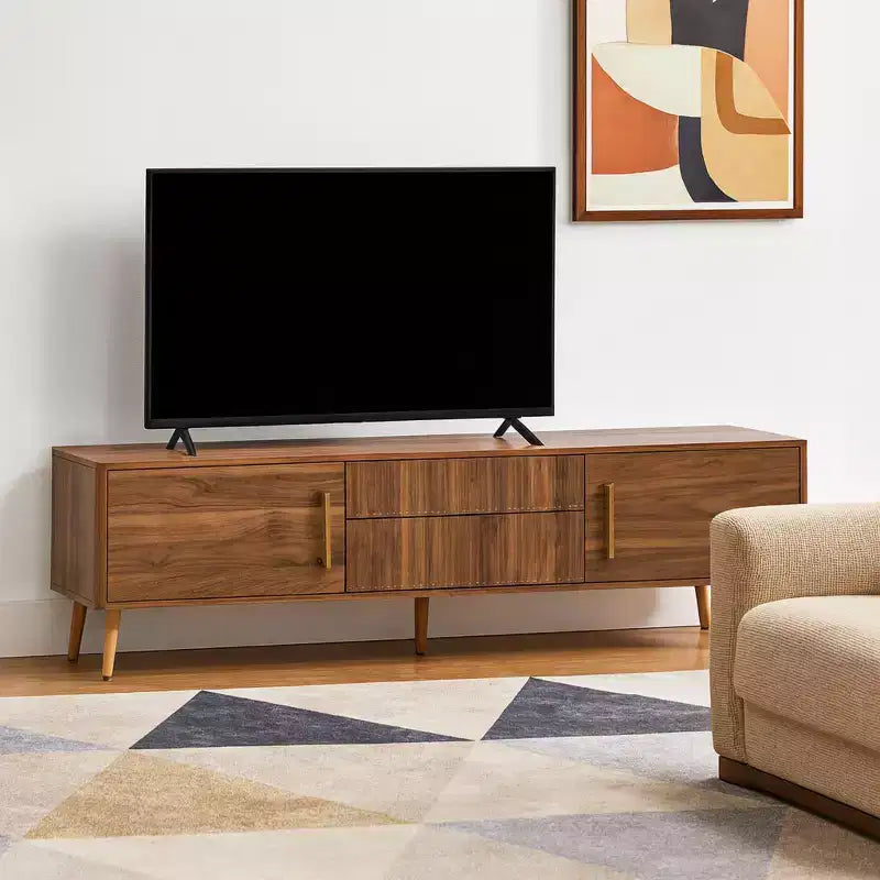 Mobile TV Homy Casa stile Mid-Century Noce con Struttura Solida e Vano Contenitore Chiuso per Soggiorno