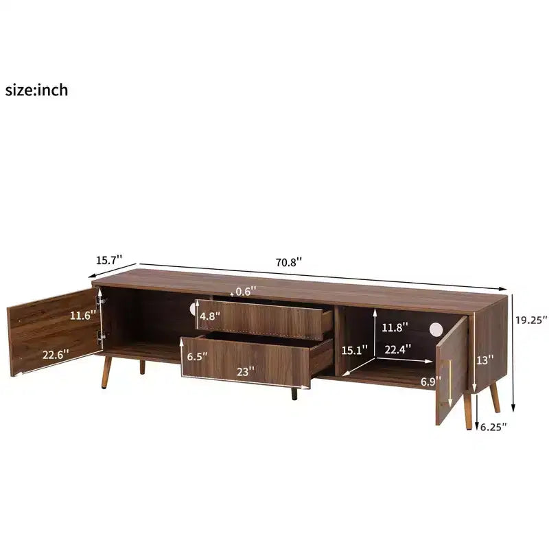 Mobile TV Homy Casa stile Mid-Century Noce con Struttura Solida e Vano Contenitore Chiuso per Soggiorno