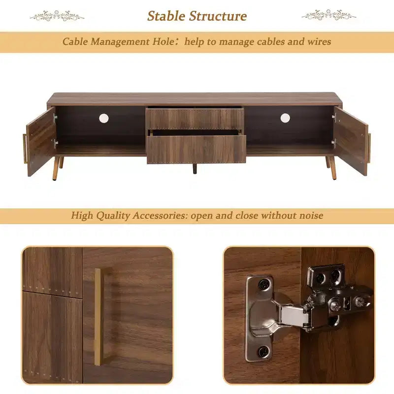 Mobile TV Homy Casa stile Mid-Century Noce con Struttura Solida e Vano Contenitore Chiuso per Soggiorno