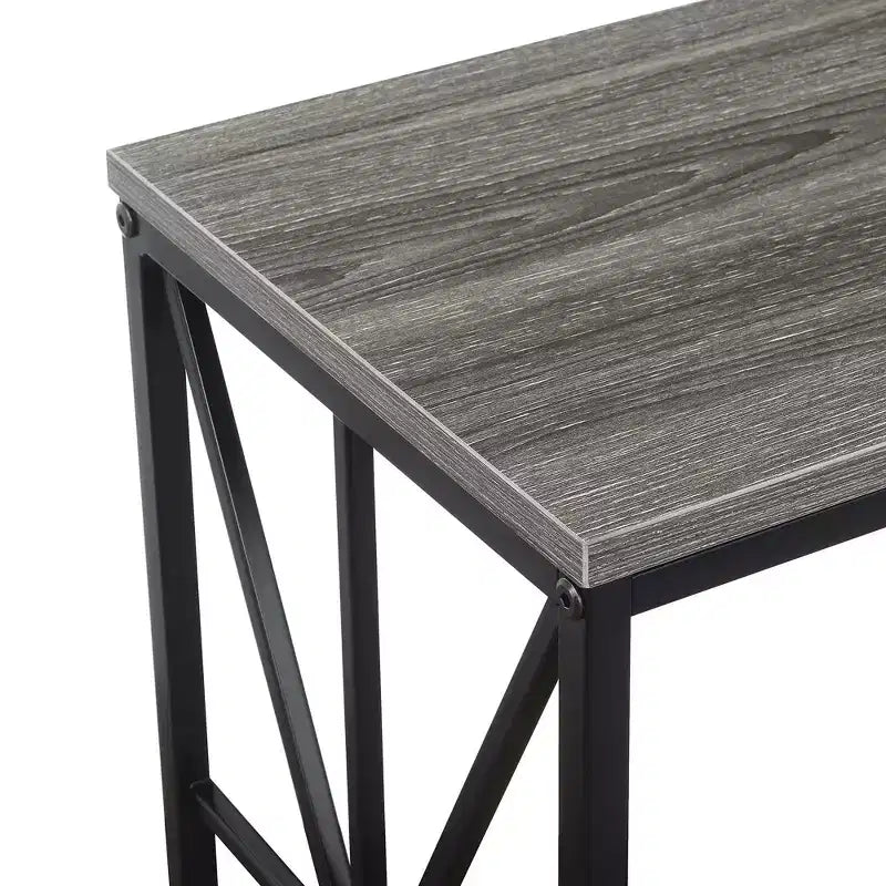 Tavolino/Comodino con Stazione di Ricarica e Ripiano, Due Porte USB, Tavolino d'Appoggio Elegante con Struttura Incrociata per l'Arredamento della Camera da Letto