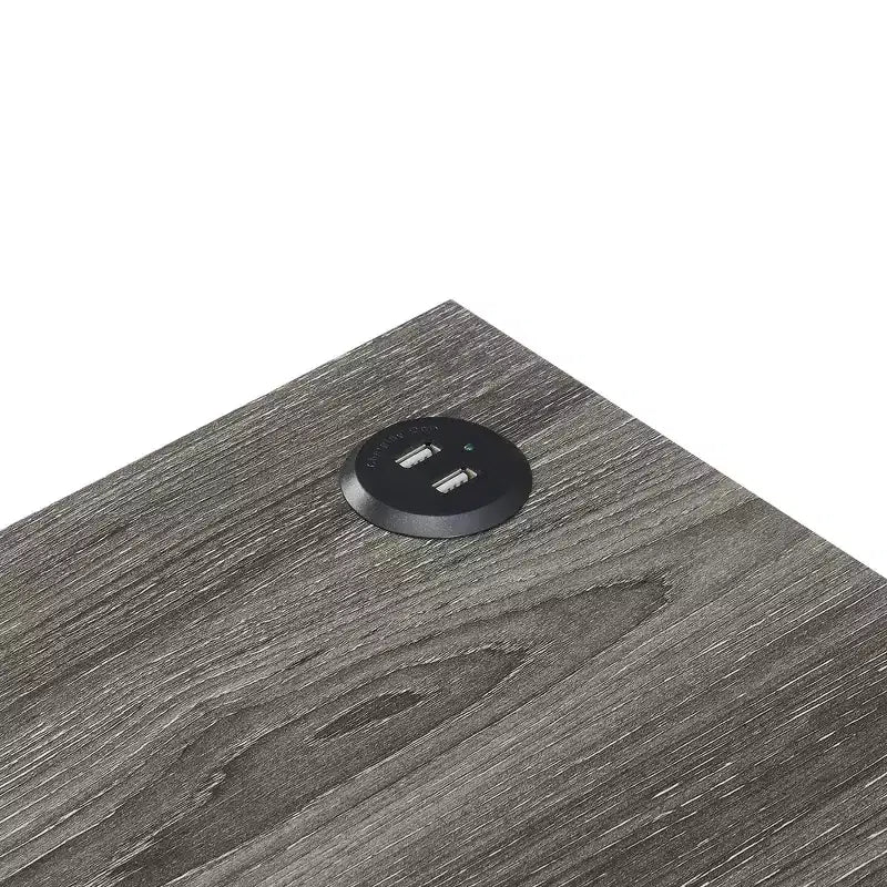 Tavolino/Comodino con Stazione di Ricarica e Ripiano, Due Porte USB, Tavolino d'Appoggio Elegante con Struttura Incrociata per l'Arredamento della Camera da Letto