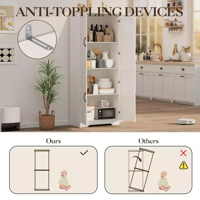 Mobile Contenitore Rustico, Armadi Dispensa per Cucina, Grande Credenza Alta Indipendente, Organizzatori Dispensa Alimentare, per Soggiorno, Camera da Letno, Bagno