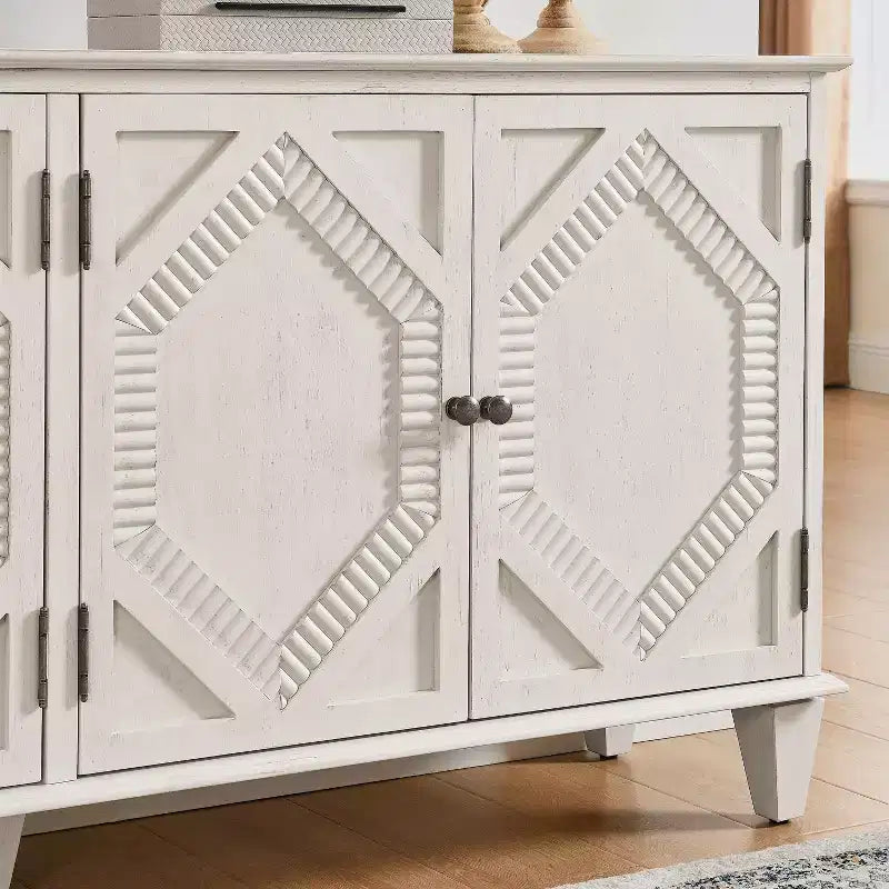 Credenza a buffet Mid Century, mobile credenza con 4 ante e 4 ripiani, mobile contenitore per soggiorno, ingresso, ufficio