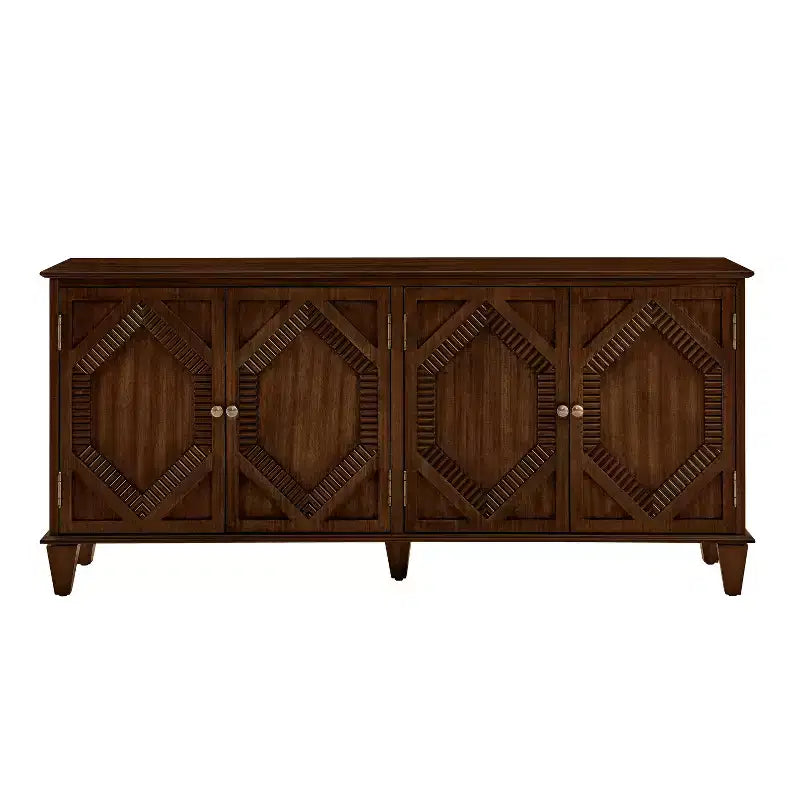 Credenza a buffet Mid Century, mobile credenza con 4 ante e 4 ripiani, mobile contenitore per soggiorno, ingresso, ufficio