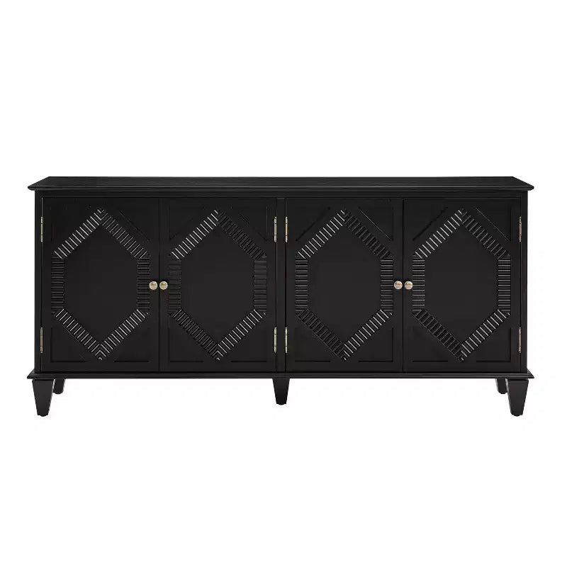 Credenza a buffet Mid Century, mobile credenza con 4 ante e 4 ripiani, mobile contenitore per soggiorno, ingresso, ufficio