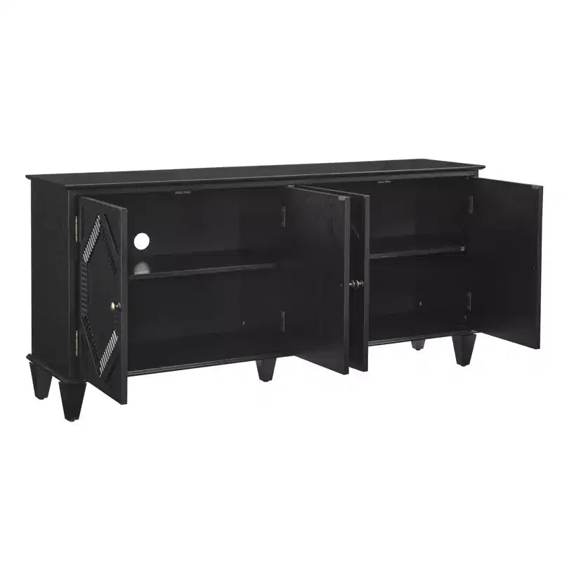 Credenza a buffet Mid Century, mobile credenza con 4 ante e 4 ripiani, mobile contenitore per soggiorno, ingresso, ufficio