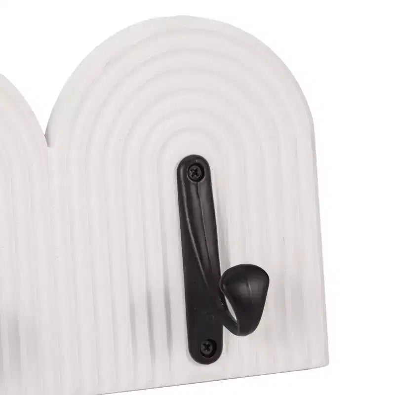 Appendiabiti da Parete con Ganci - Organizer da Ingresso Boho in Legno e Metallo - Contenitore Decorativo Pensile per Casa, Ufficio, Camera da Letto, Soggiorno