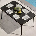 59 Tempered Glass Dining Table with Metal Frame for 4-6 Person, Rectangular Black