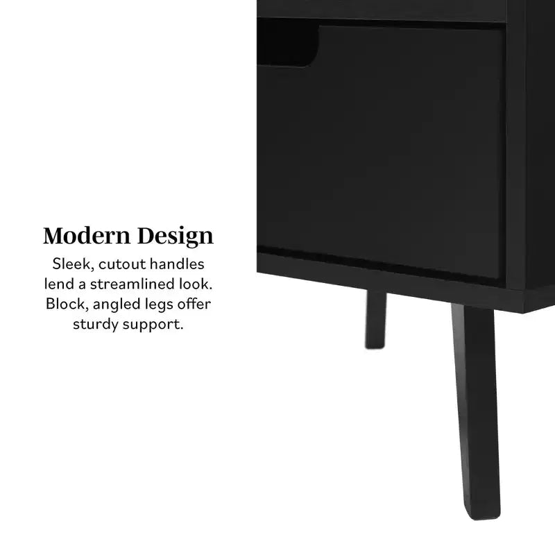 GDFStudio Nibley Comodino Moderno di Metà Secolo con Cassetto e Gambe Affusolate