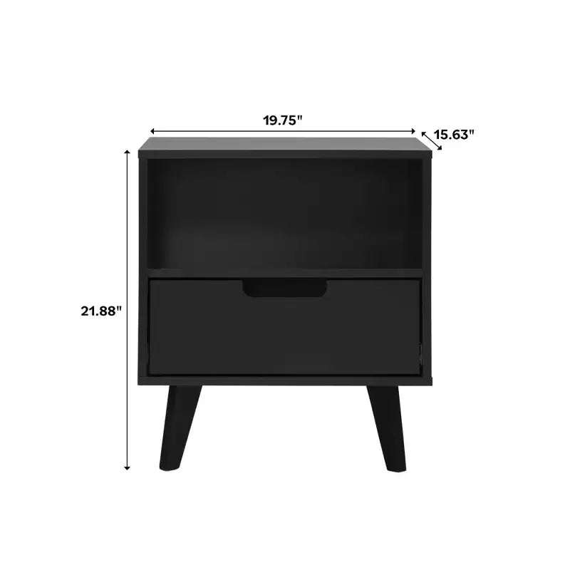 GDFStudio Nibley Comodino Moderno di Metà Secolo con Cassetto e Gambe Affusolate